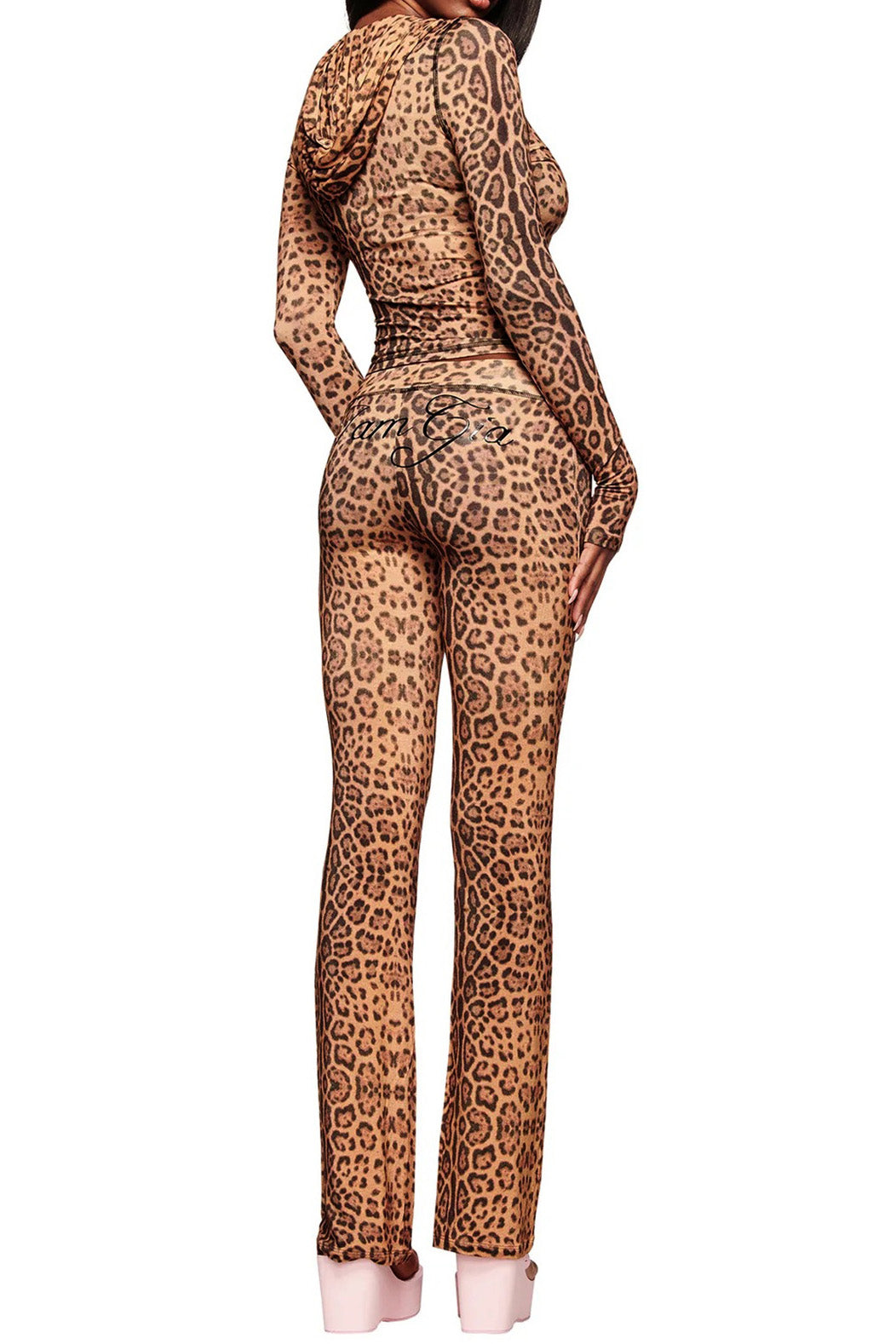 All-Over Print Zip-Up Hoodie & Flare Pant Set