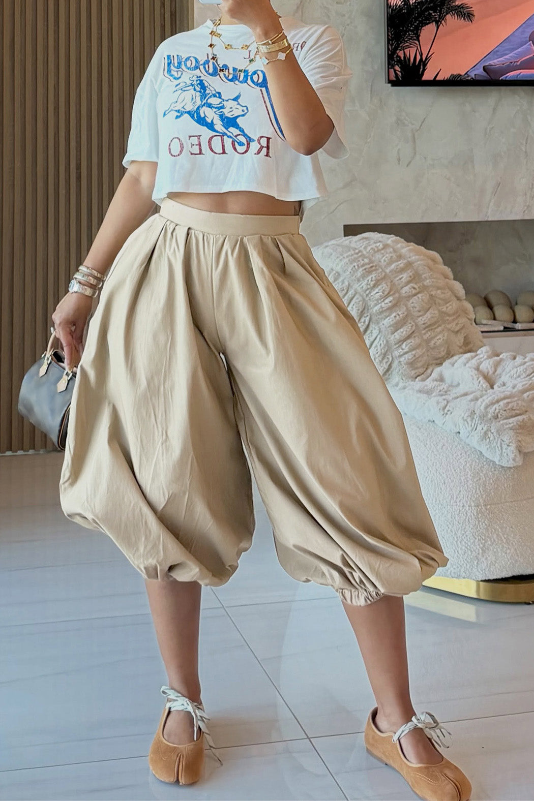 Pleated Balloon Leg Culotte