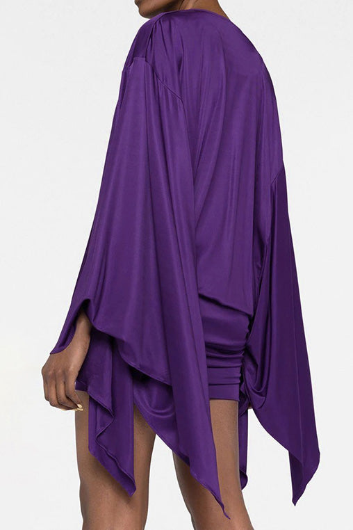 Cowl Neck Batwing Sleeve Mini Dress