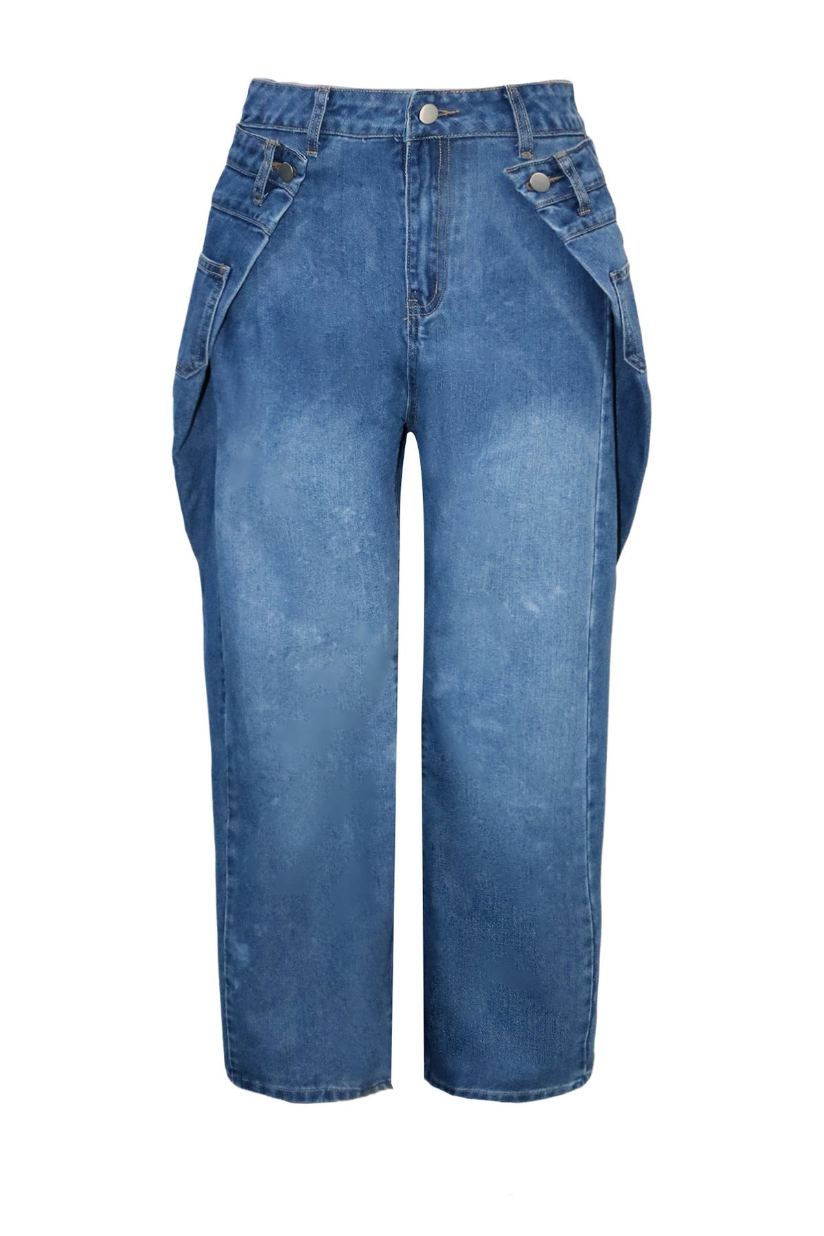 Curved Seam Barrel Leg Jeans
