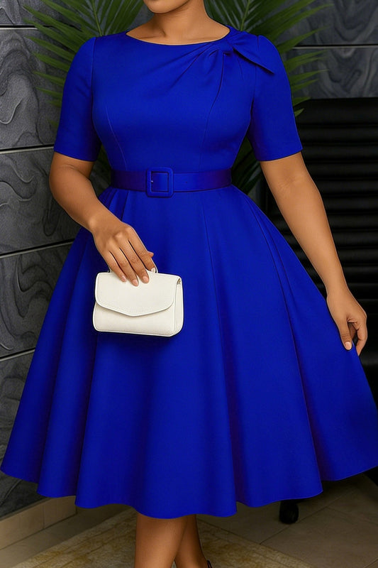 Elegant Bow Accent A-Line Midi Dress