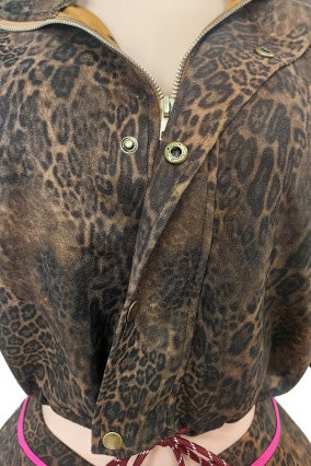 Leopard Cropped Jacket & Biker Short Set