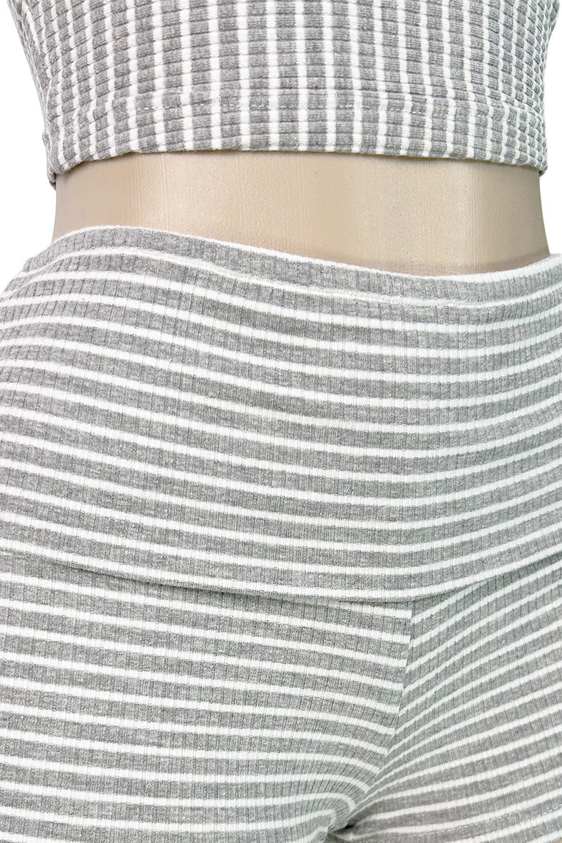 Striped Ribbed Tube Top & Shorts Set