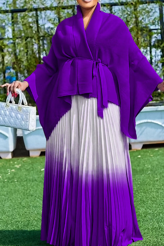 Gradient Batwing Sleeve Top and Skirt Set