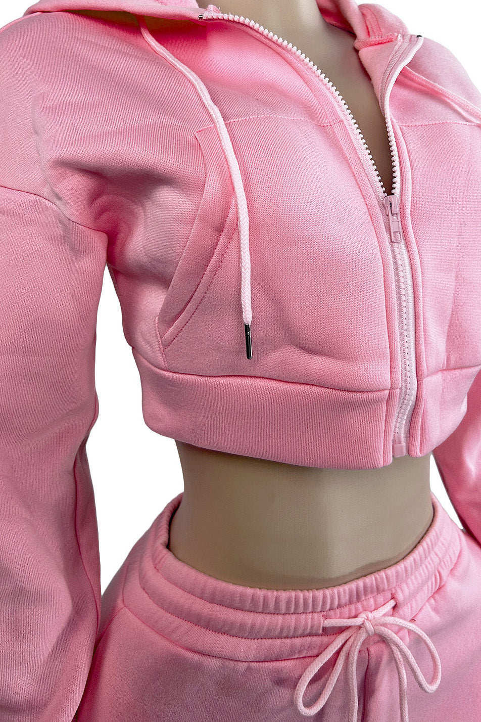 Fleece Hoodie Zip Jacket and Flare Pants Set