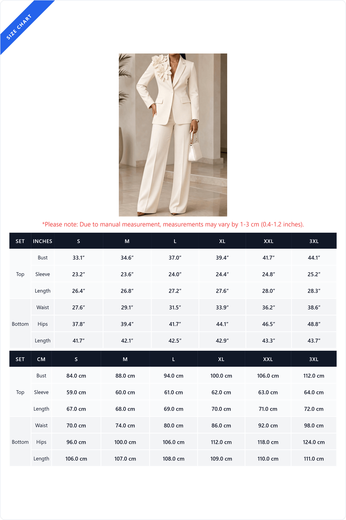 3D Floral Blazer Wide Leg Pants Set