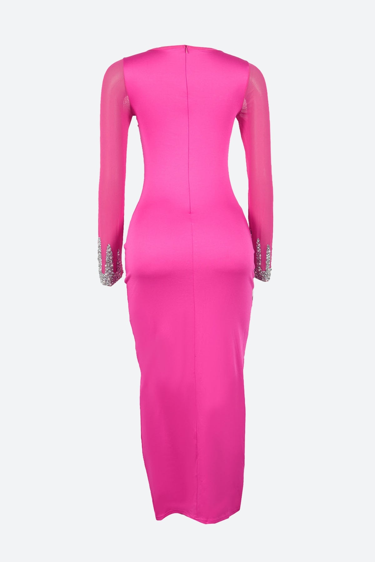 Diamond See-through Stitching Slit Dress