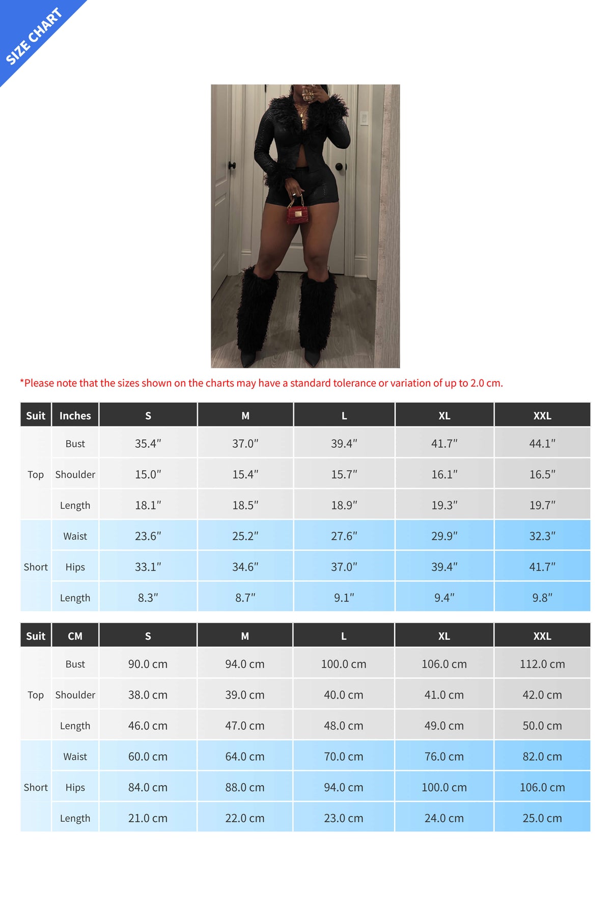 Fur Collar & Cuff Metallic Top and Shorts Set