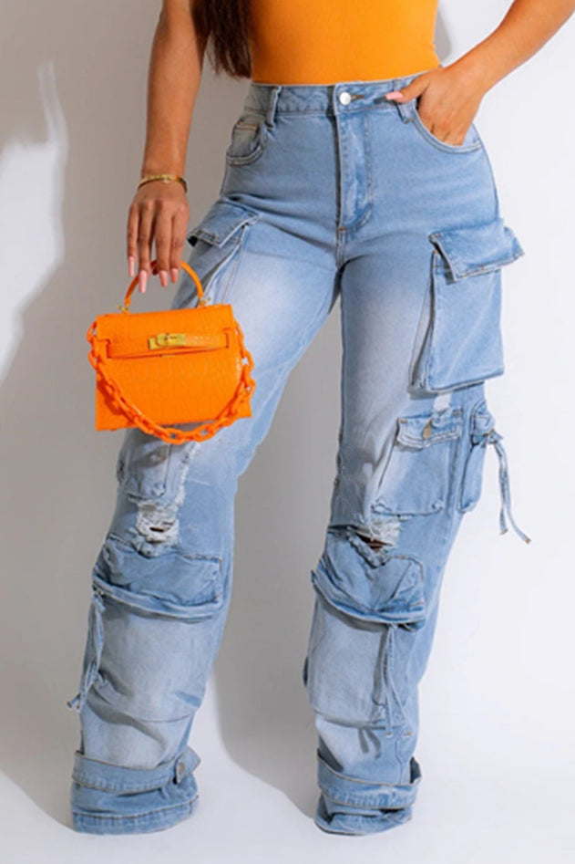 Ripped Wide-leg Jeans