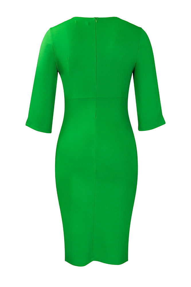 Office Pleated Pencil Dress Women's Slim Fit