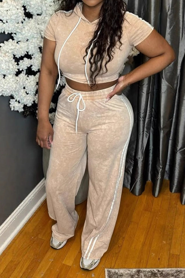 Washed Hoodie and Pants Casual Comfy Set