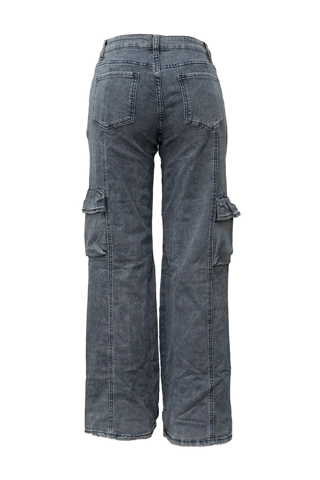 Rhinestone Cutout Wide Leg Cargo Pants