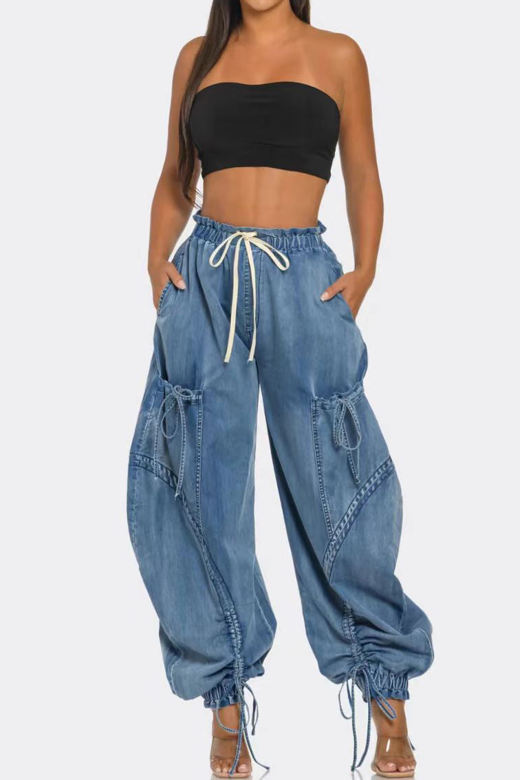 Denim Pocket Cargo Jeans