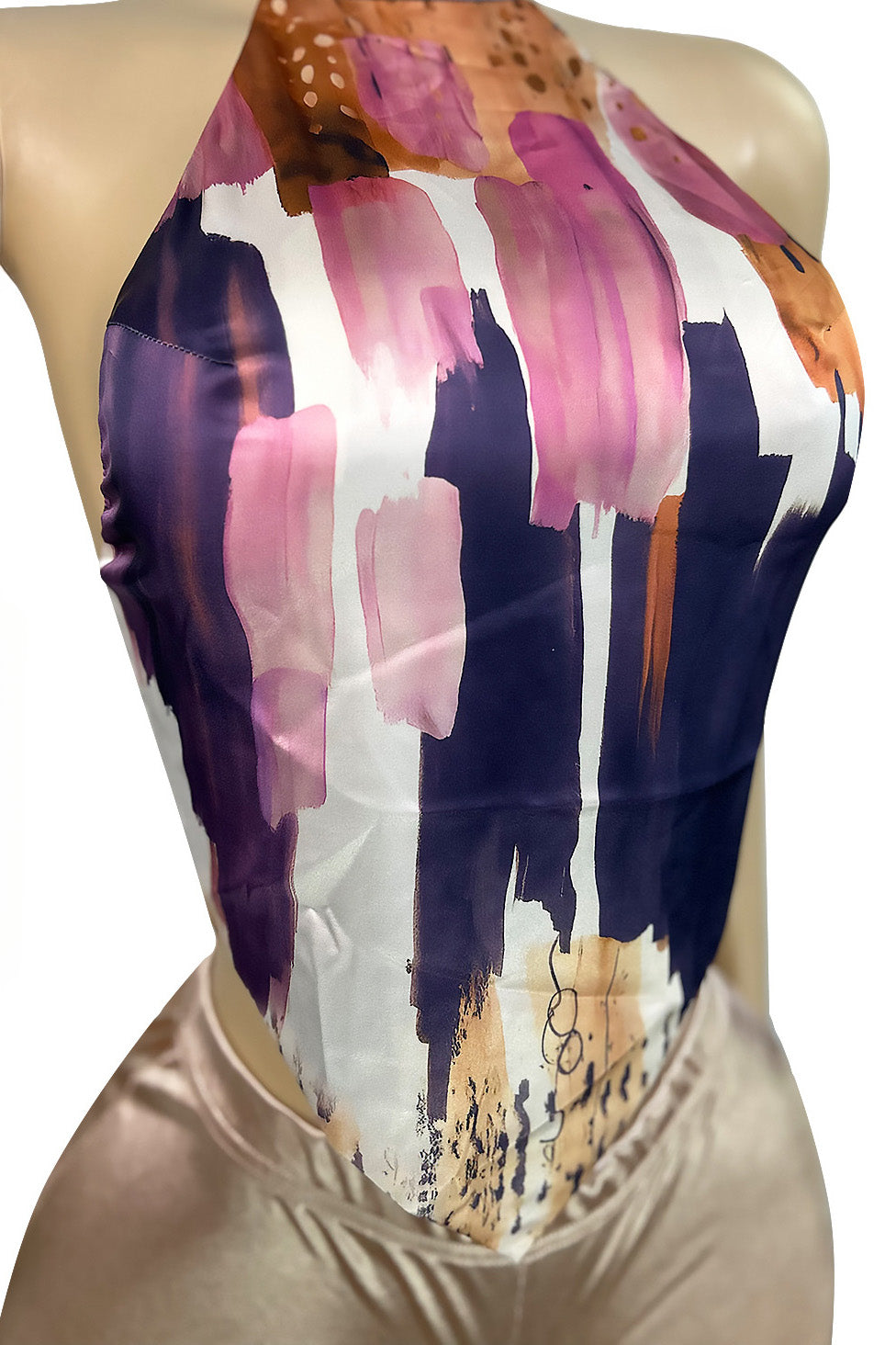 Satin Halter Tie Top and Shorts 2-Piece Set