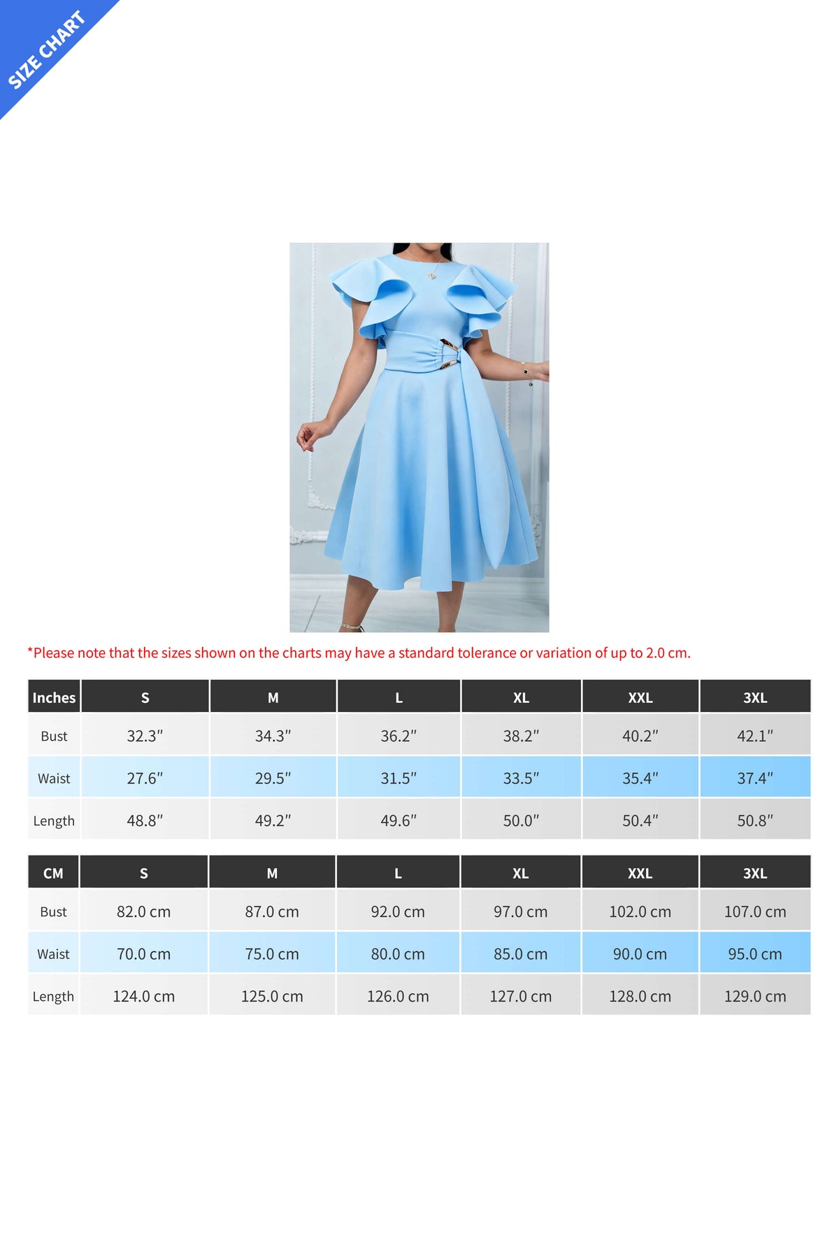 Elegant Ruffle Sleeve Belted Midi Dress