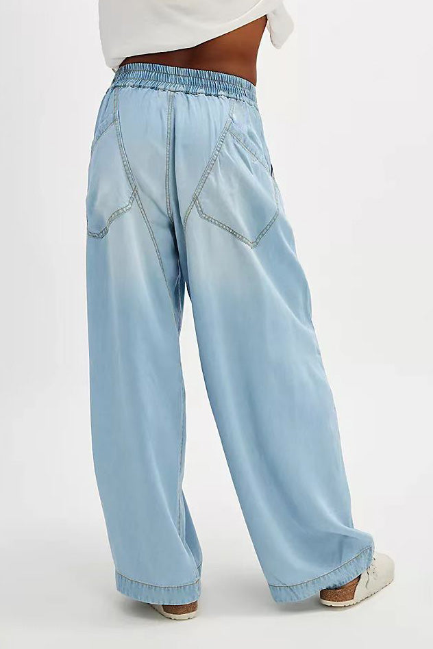 Loose Straight Leg Washed Denim Jeans Pants