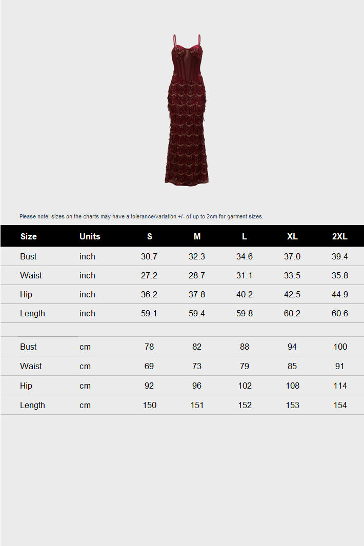 Cami Corset Sequin Fringe Gowns Maxi Dresses