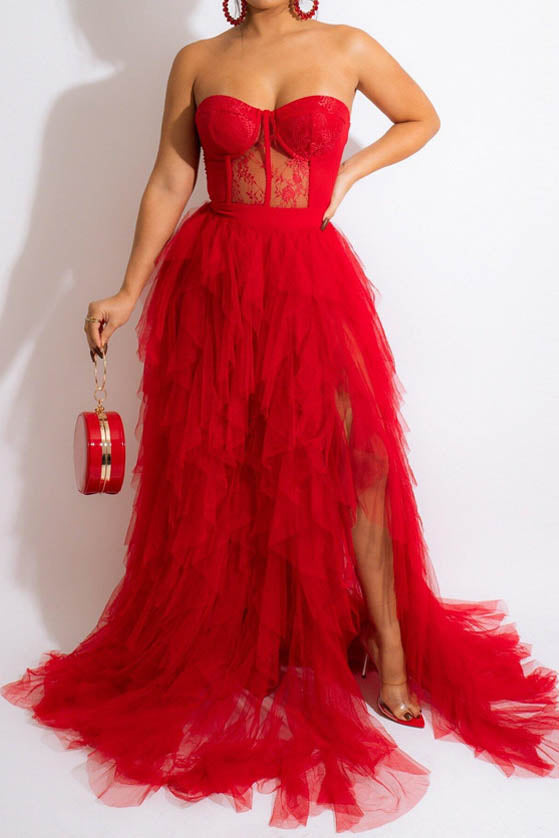 See Through Corset Maxi Dress