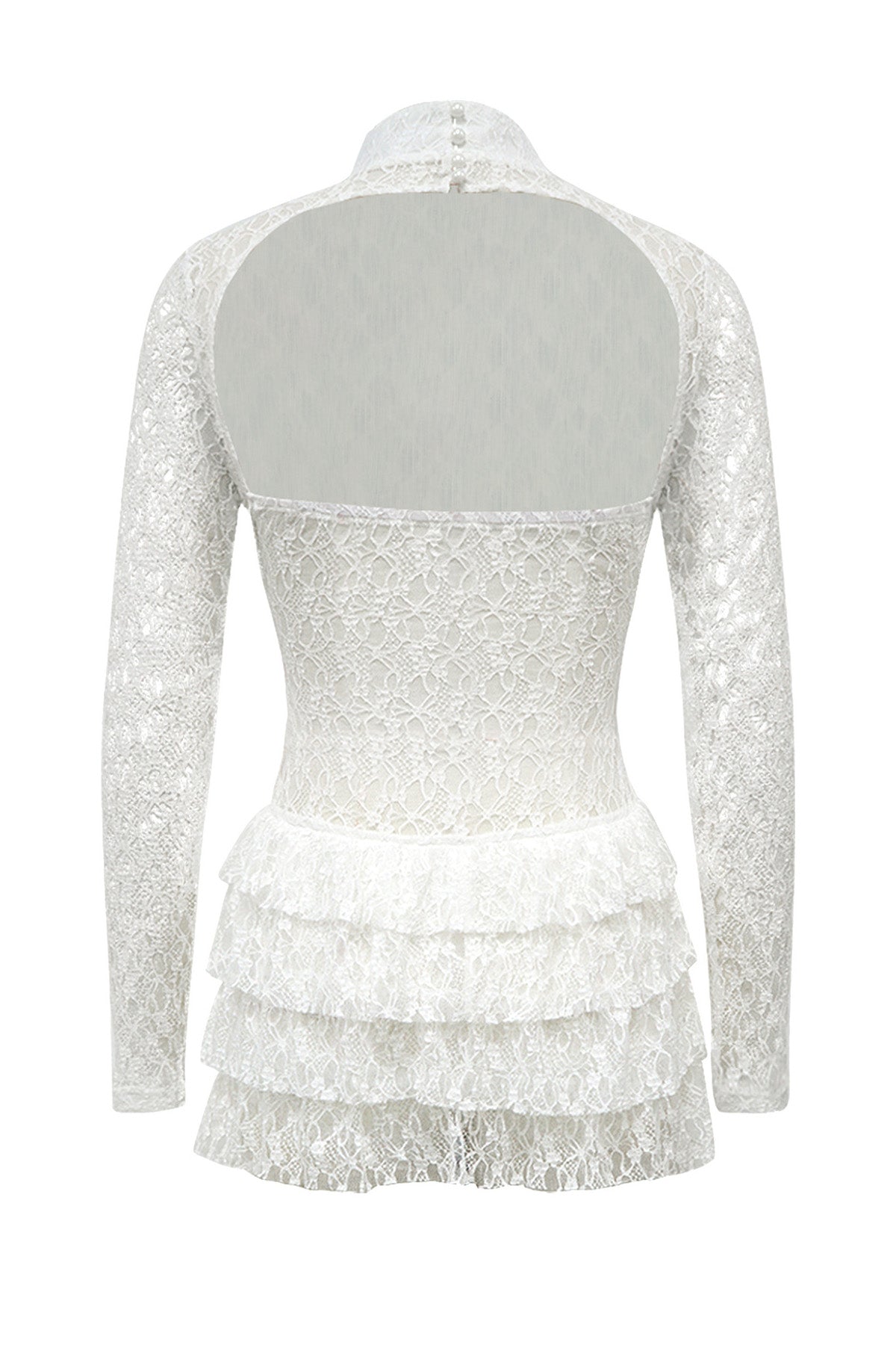 Long Sleeve Lace Ruffle Romper