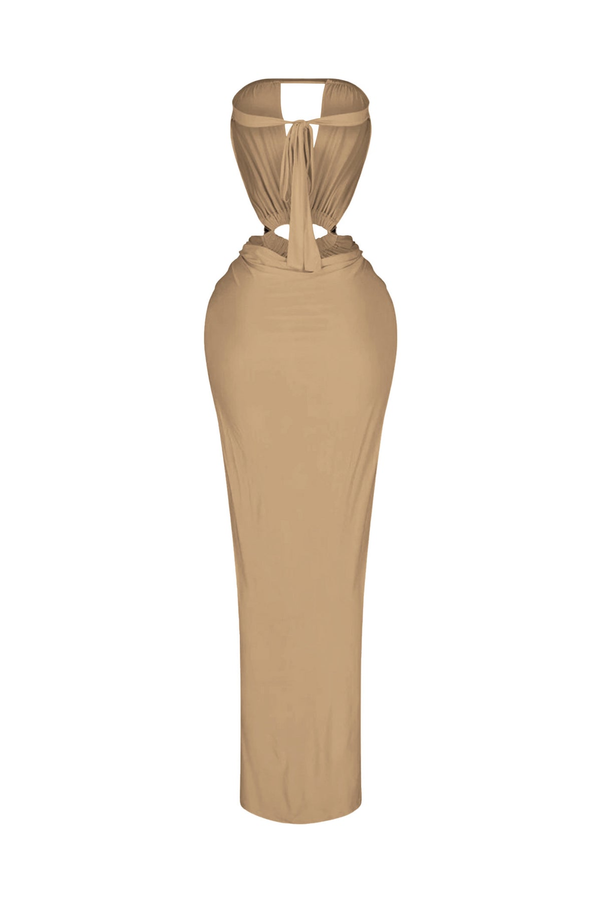Cutout Ruched High Slit Maxi Dress