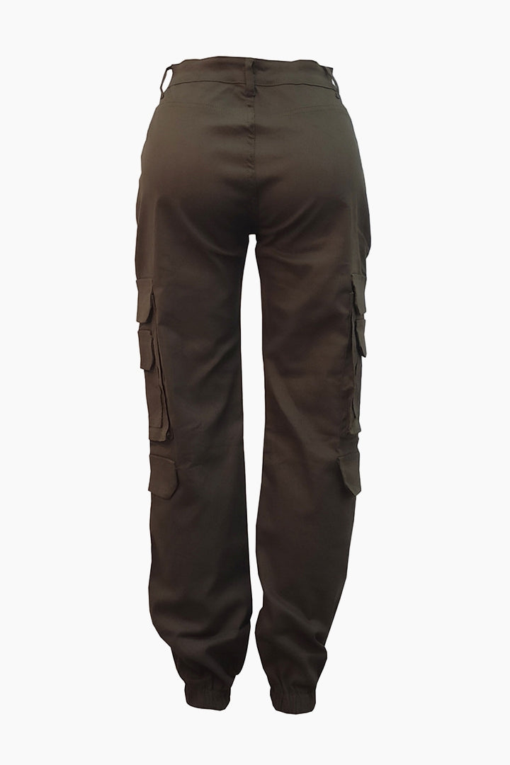 High Rise Cargo Joggers With Pockets