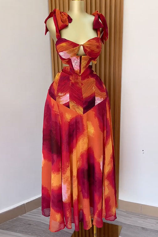 Tie Shoulder Cut-out Maxi Dress