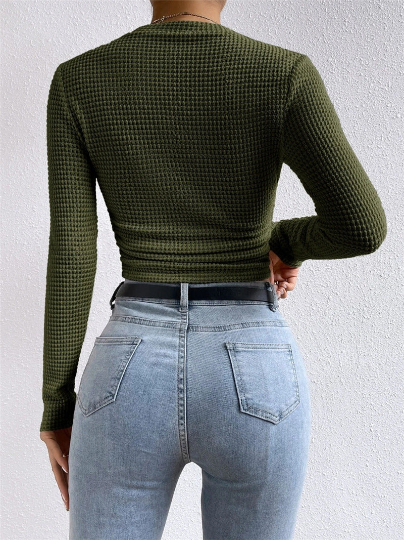 Solid Color Waffle Slim Fit T-Shirt