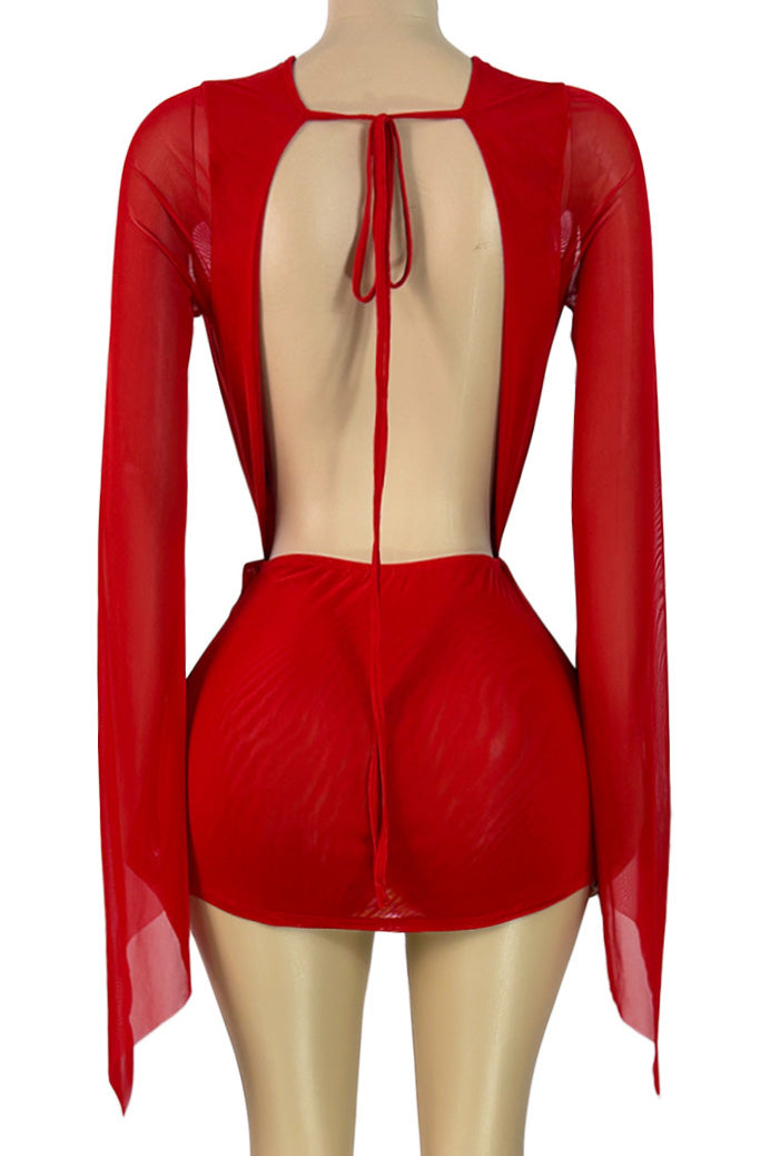 Draped Deep Plunge Mini Dress