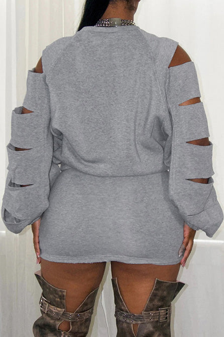Ripped Loose Top & Fitted Mini Skirt Set