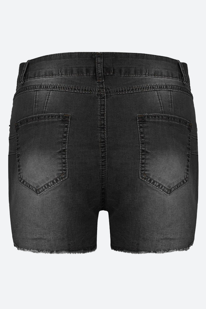 Stretch Skinny Ripped Denim Shorts