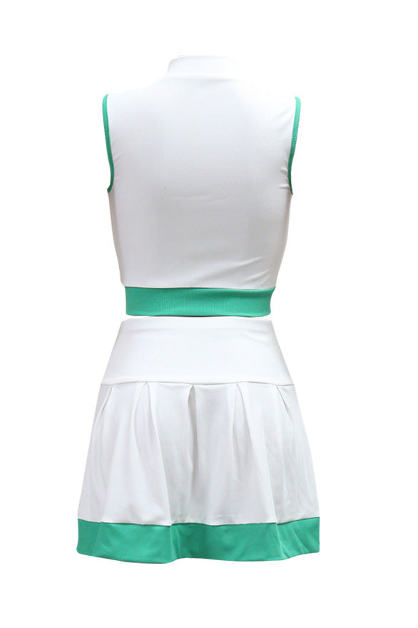 Colorblock Sleeveless Zip Top and Skirt Outfit