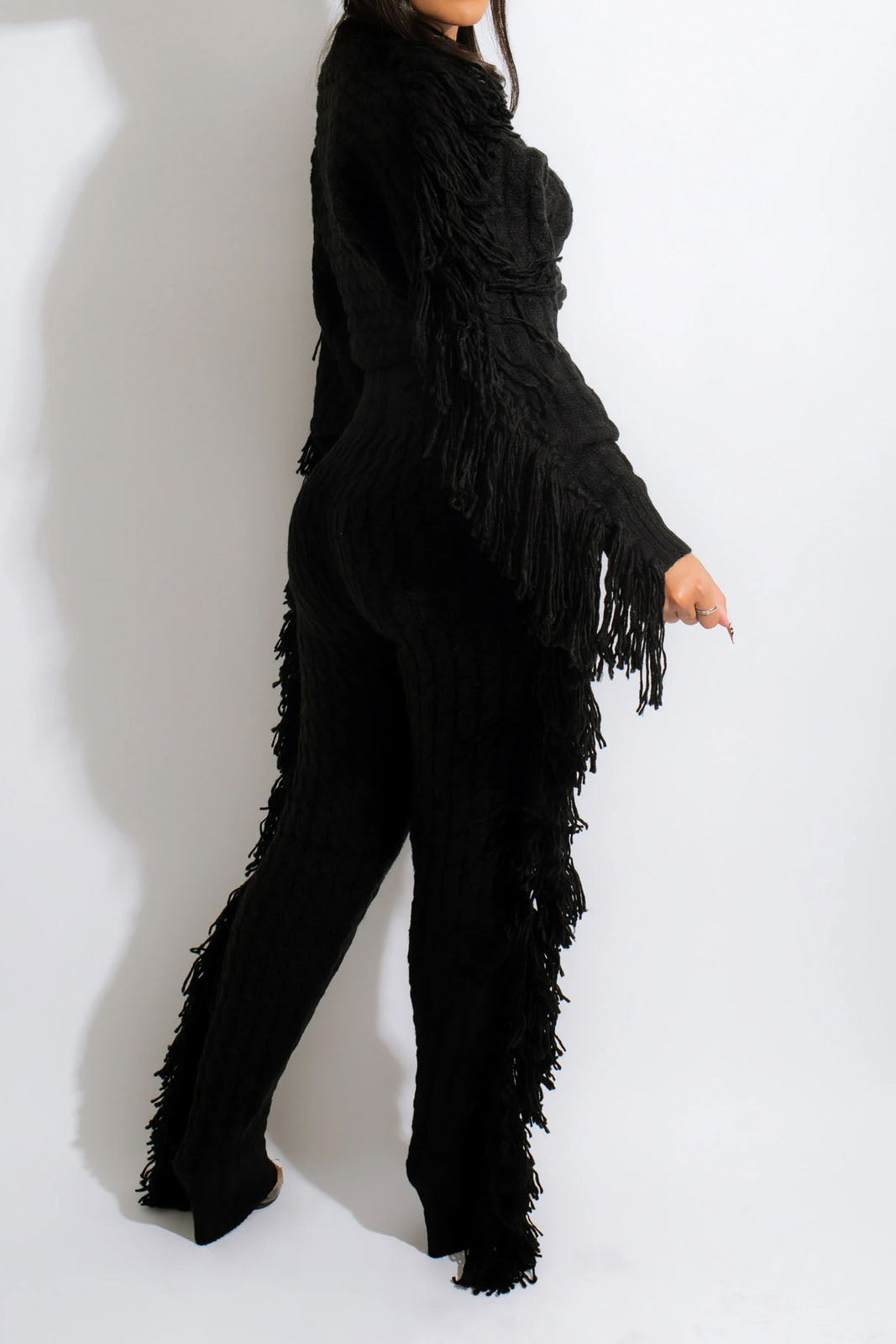 Knit Fringe Pants Set
