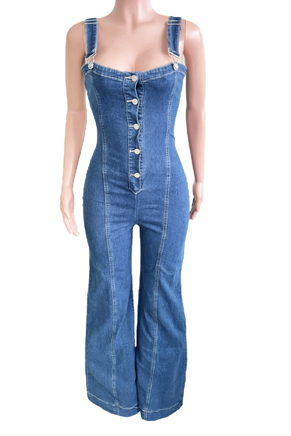 Sleeveless Denim Overall Jumpsuit