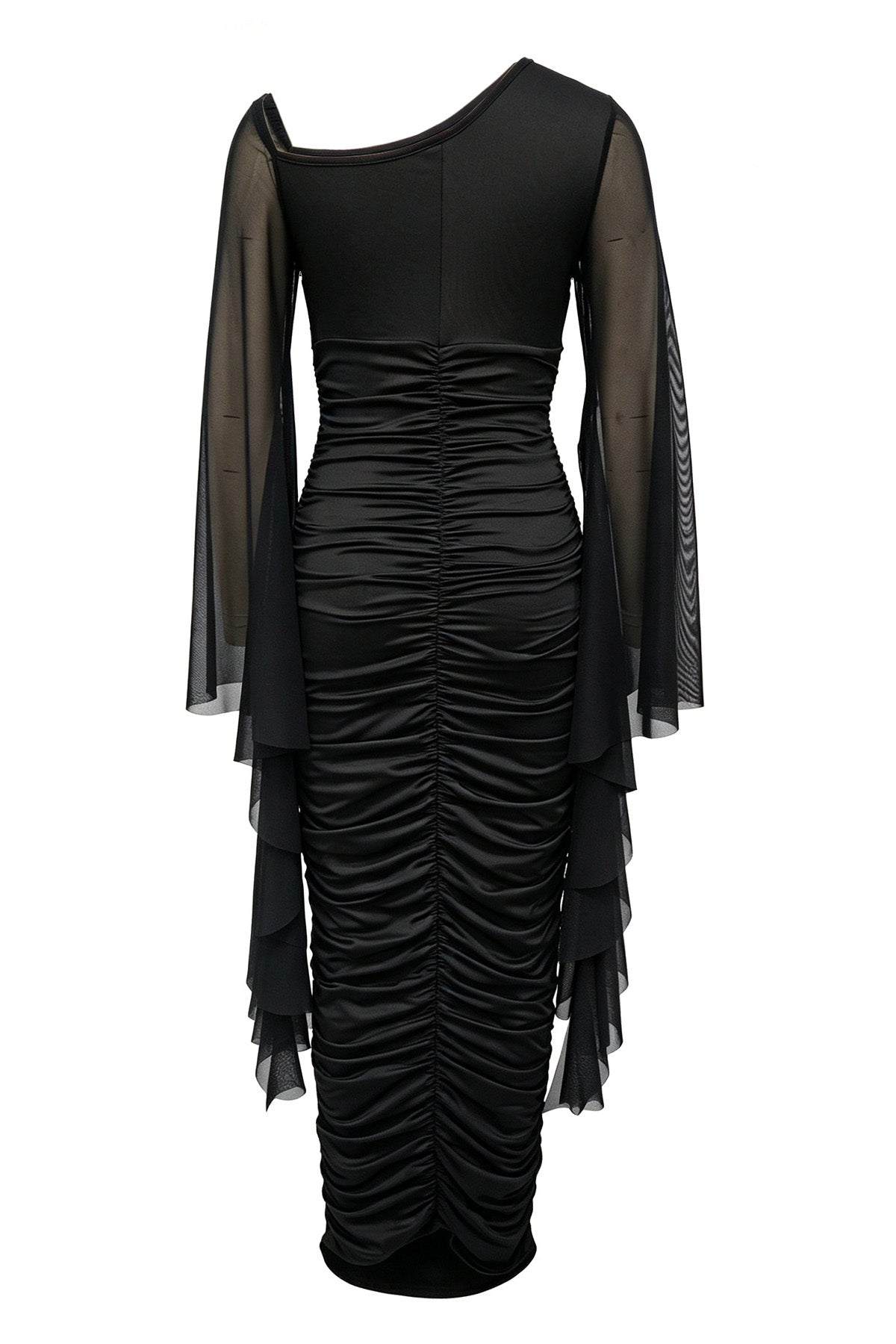 Ruched One-Shoulder Maxi Dress