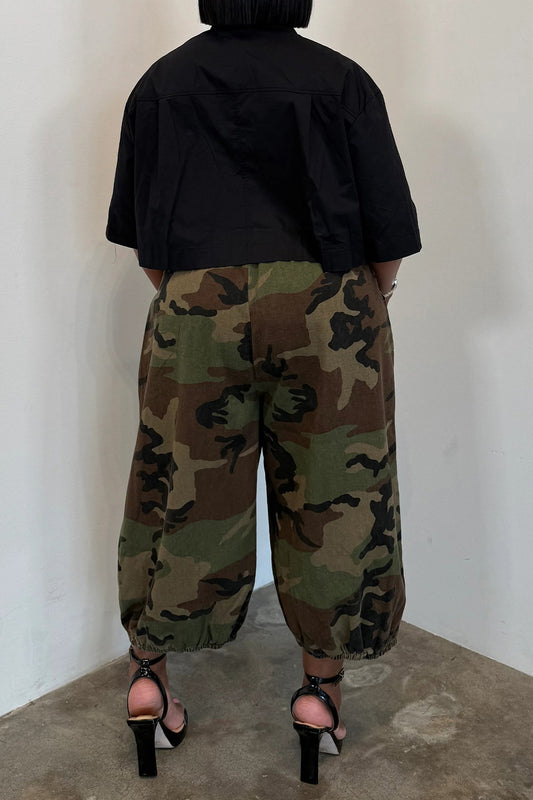 Plus Size Cropped Parachute Pants