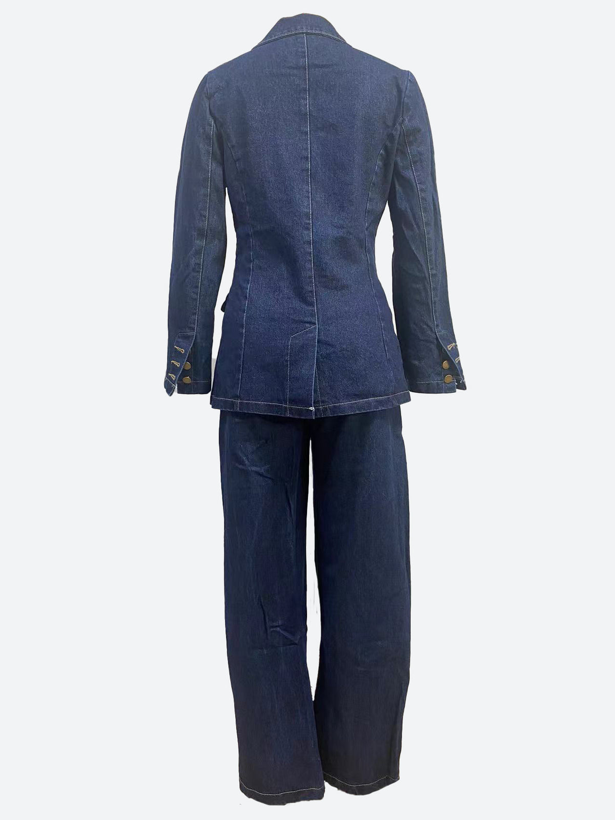 Single-Breasted Denim Blazer & Jeans Set