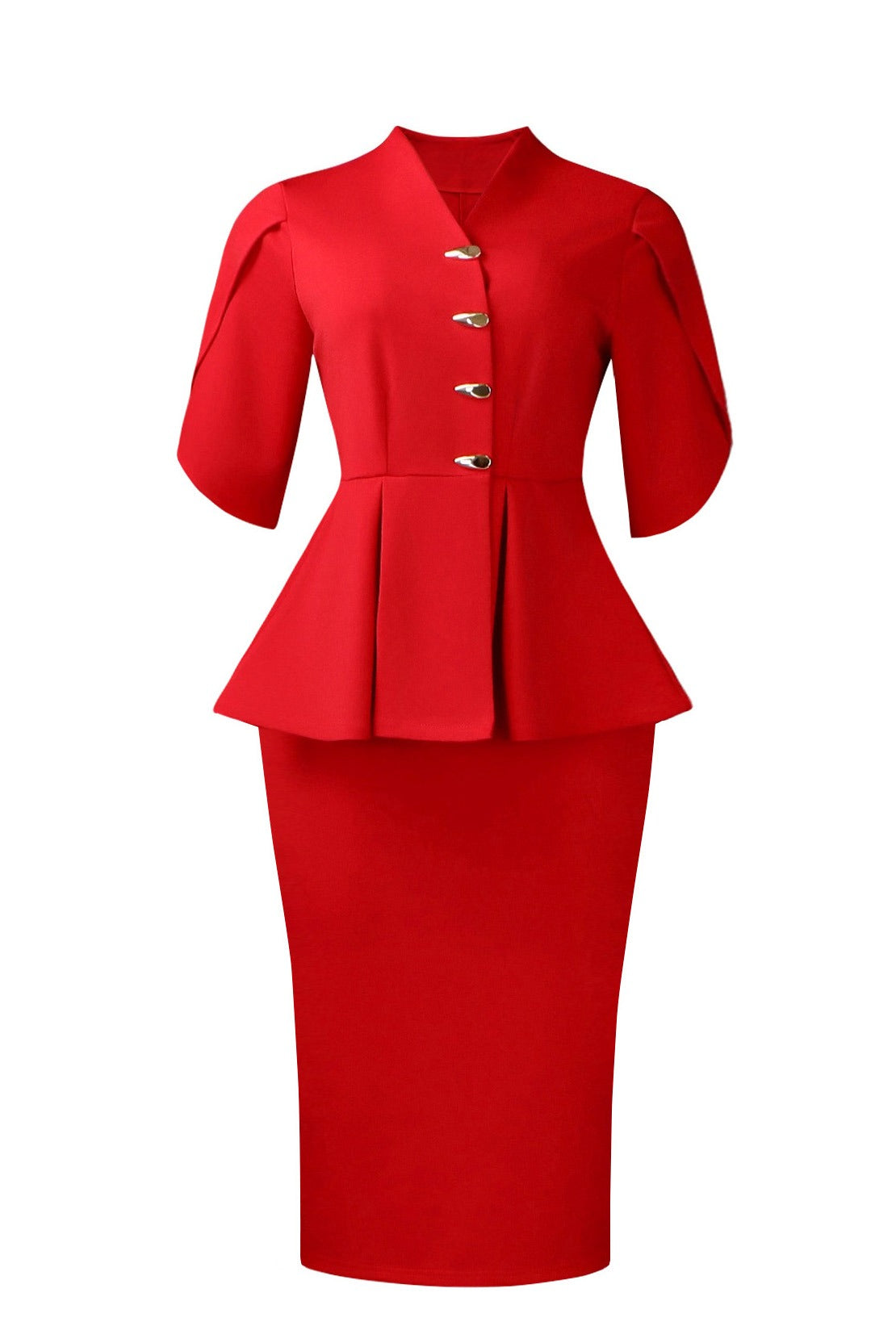 Elegant Peplum Top & Pencil Skirt Set