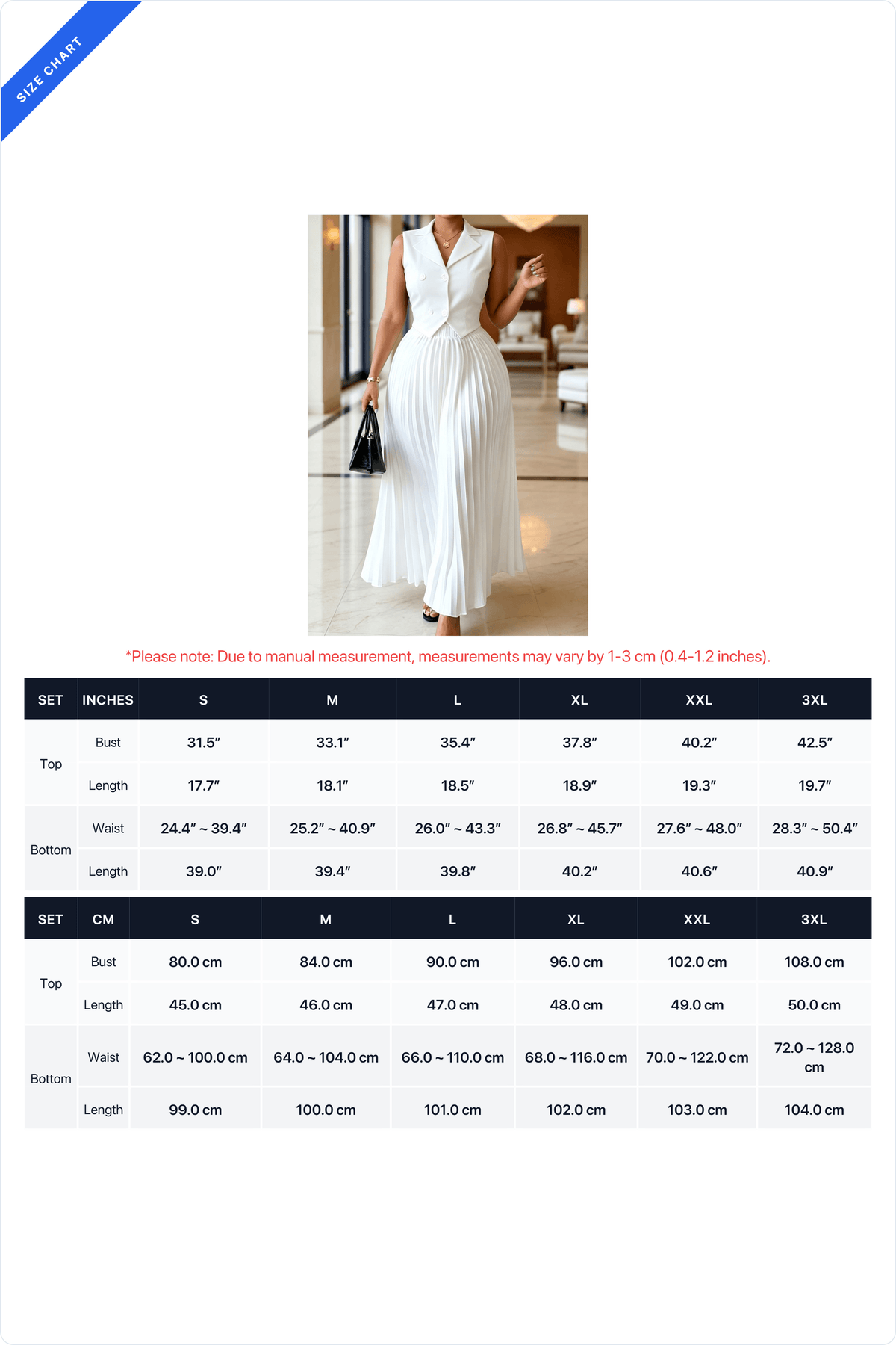 Tailored Vest Pleated Maxi Skirt Set