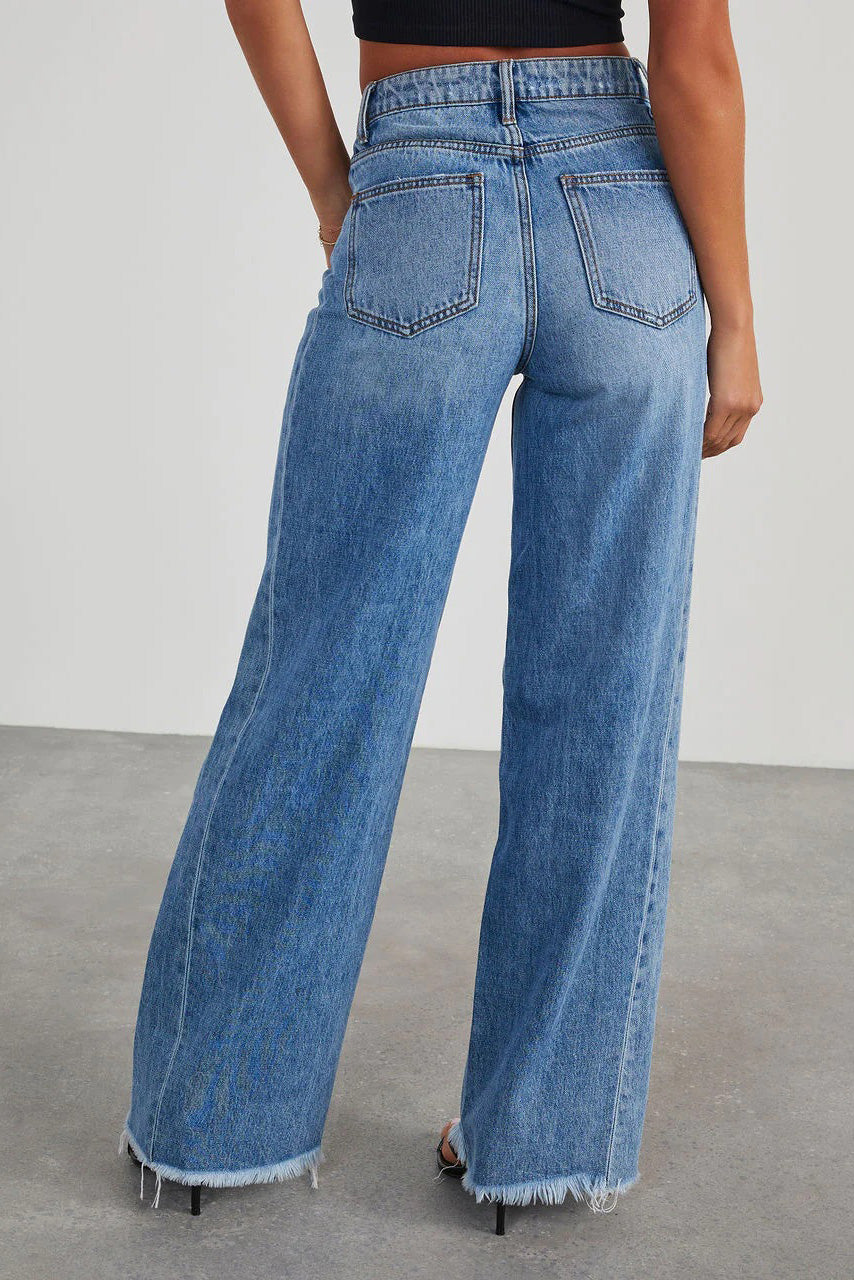 Raw Hem Wide Leg Jeans