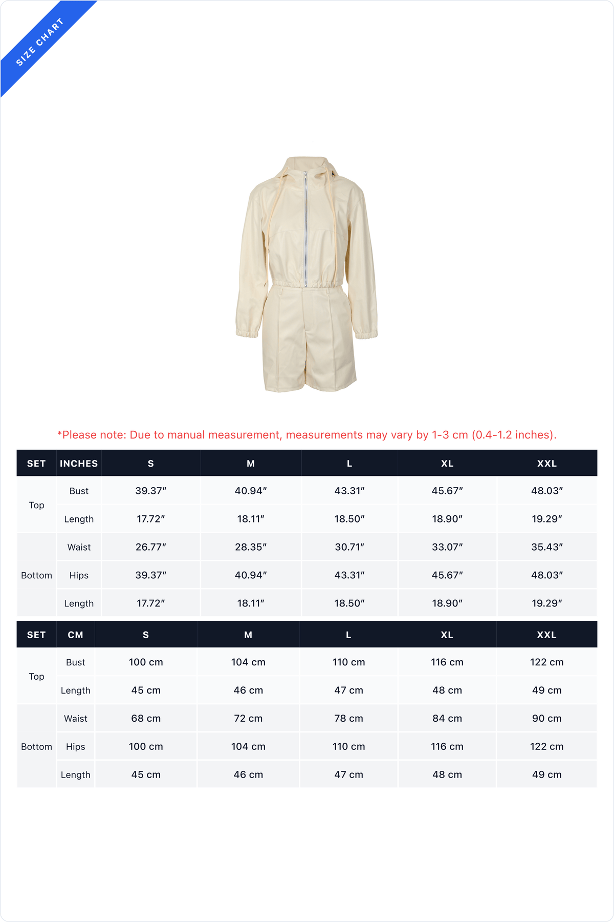 Leather-Look Hooded Jacket & Bermuda Shorts Set