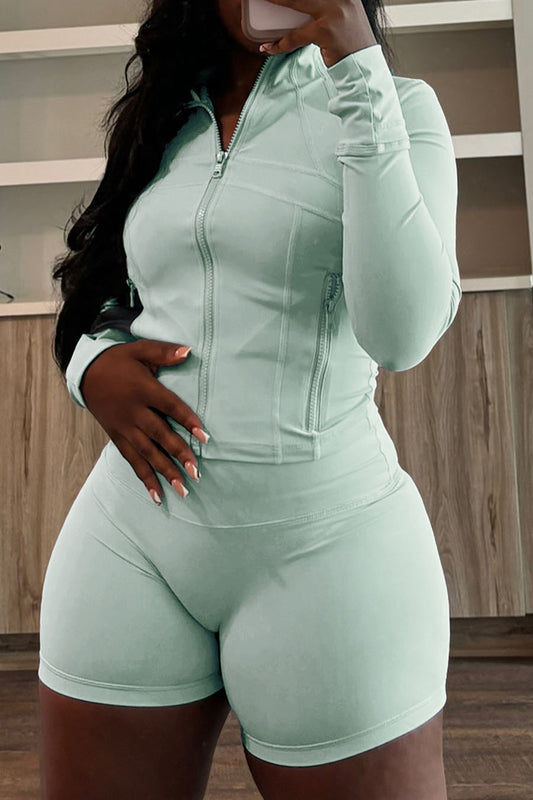 Long Sleeve Crop Top and Shorts Set