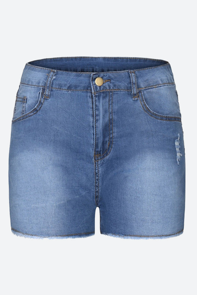 Stretch Skinny Ripped Denim Shorts