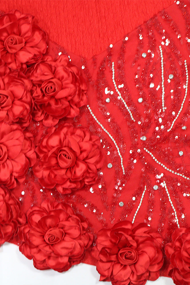 Embellished Rosette Mini Dress