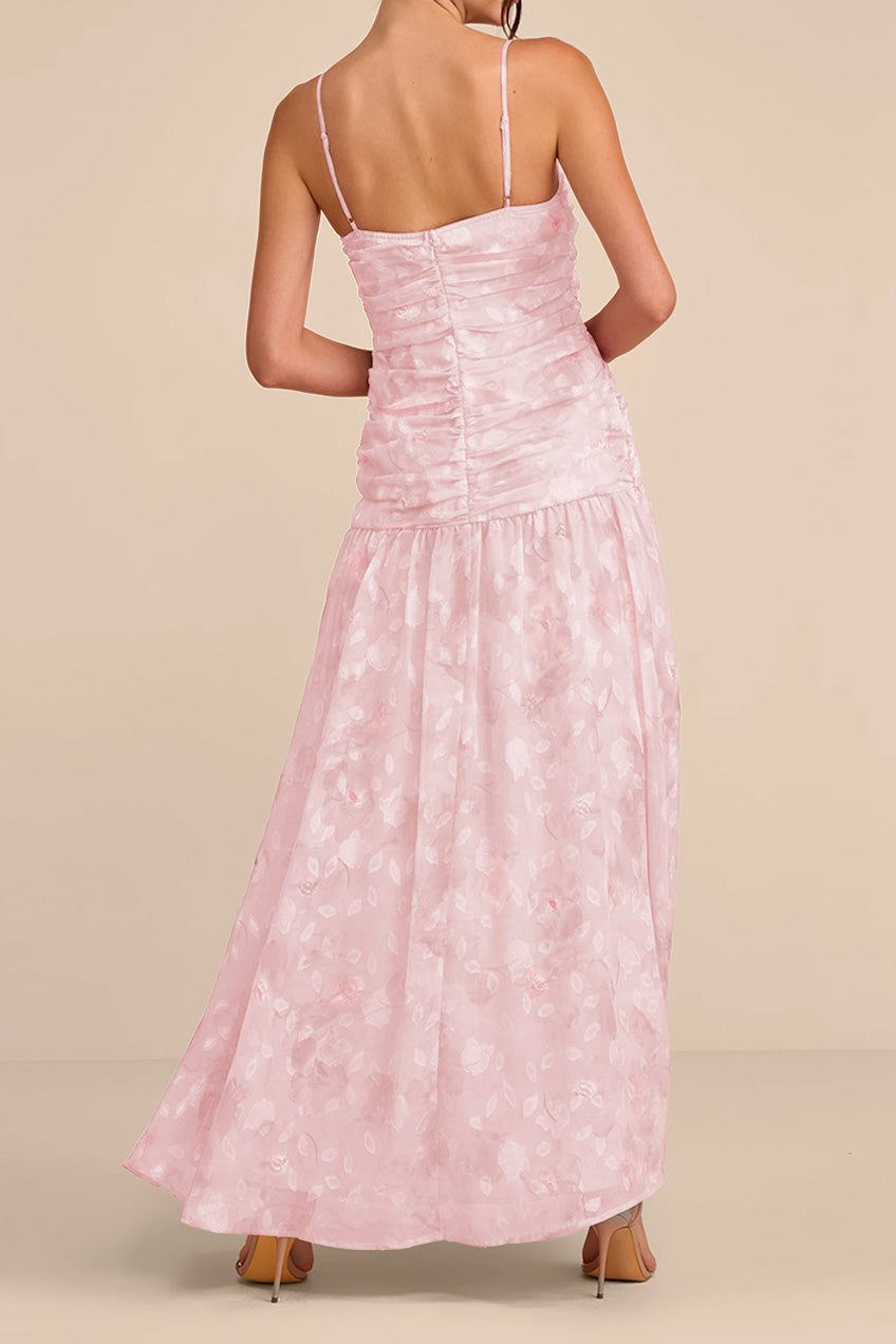 Floral Ruched Cami Vacation Maxi Dress