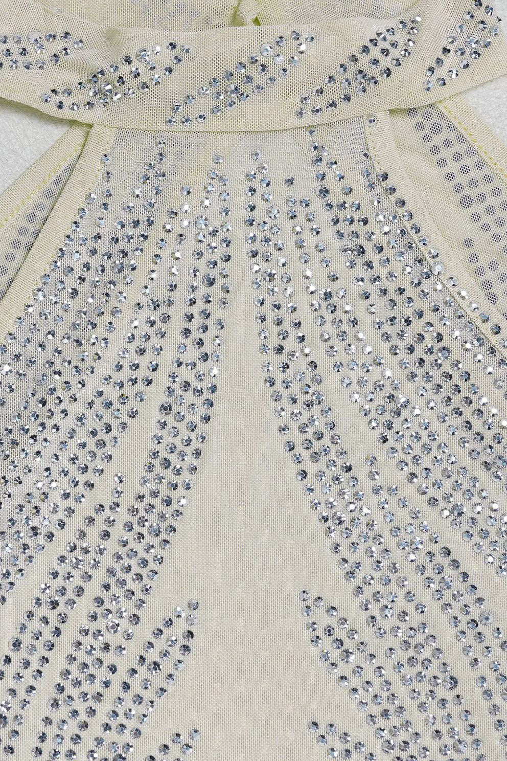 Sheer Silver Illusion Halter Maxi Gown