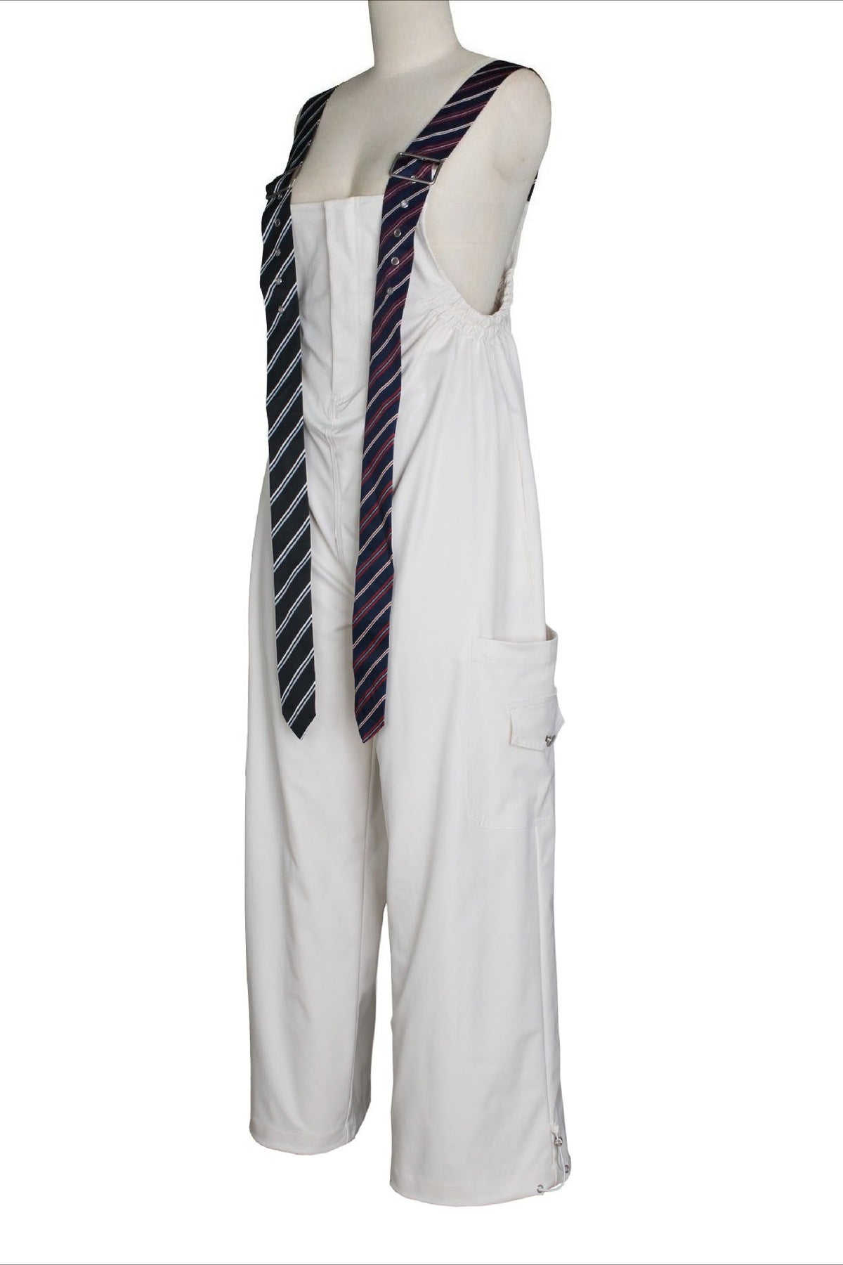 Wide-Leg Cargo Overalls with Buckle Straps