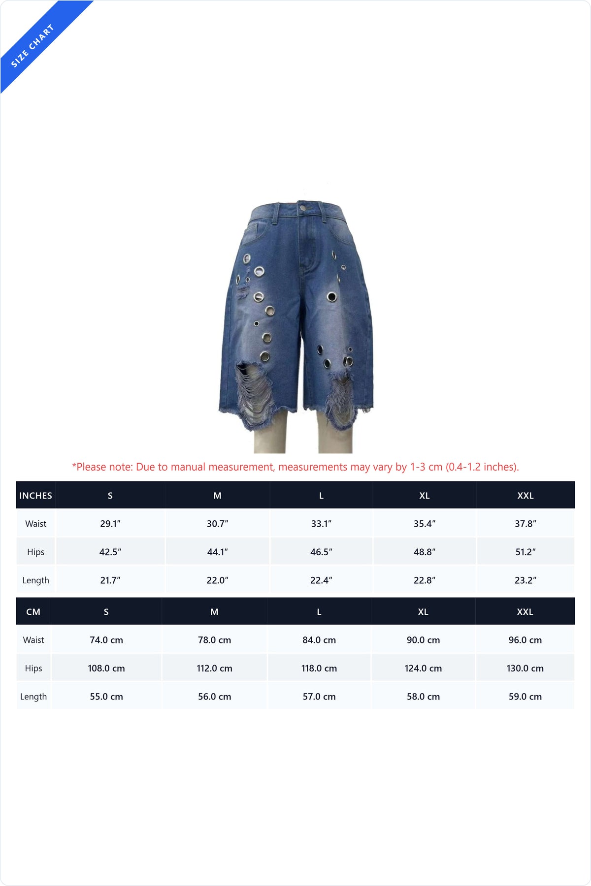 Distressed Eyelet Denim Shorts