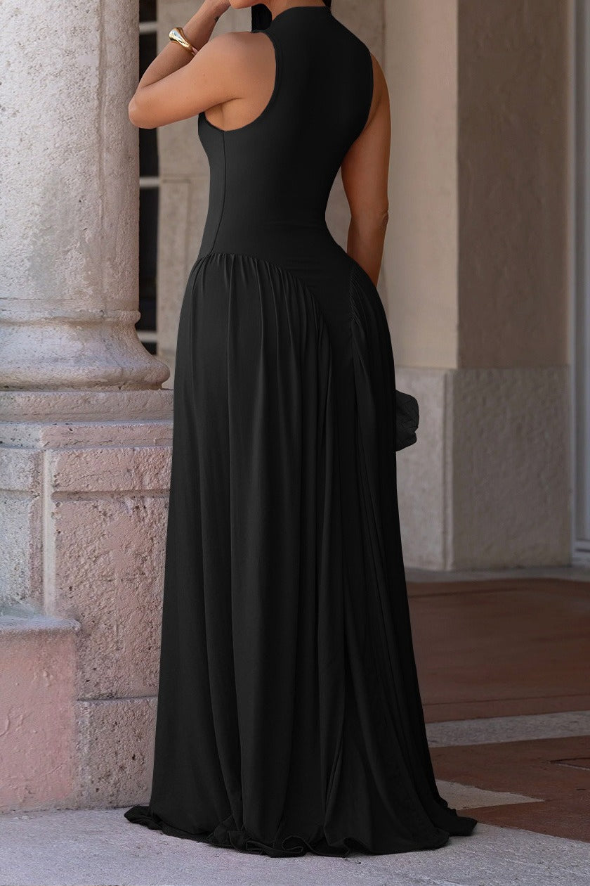 Sleeveless Drop Waist Flowy Maxi Dress