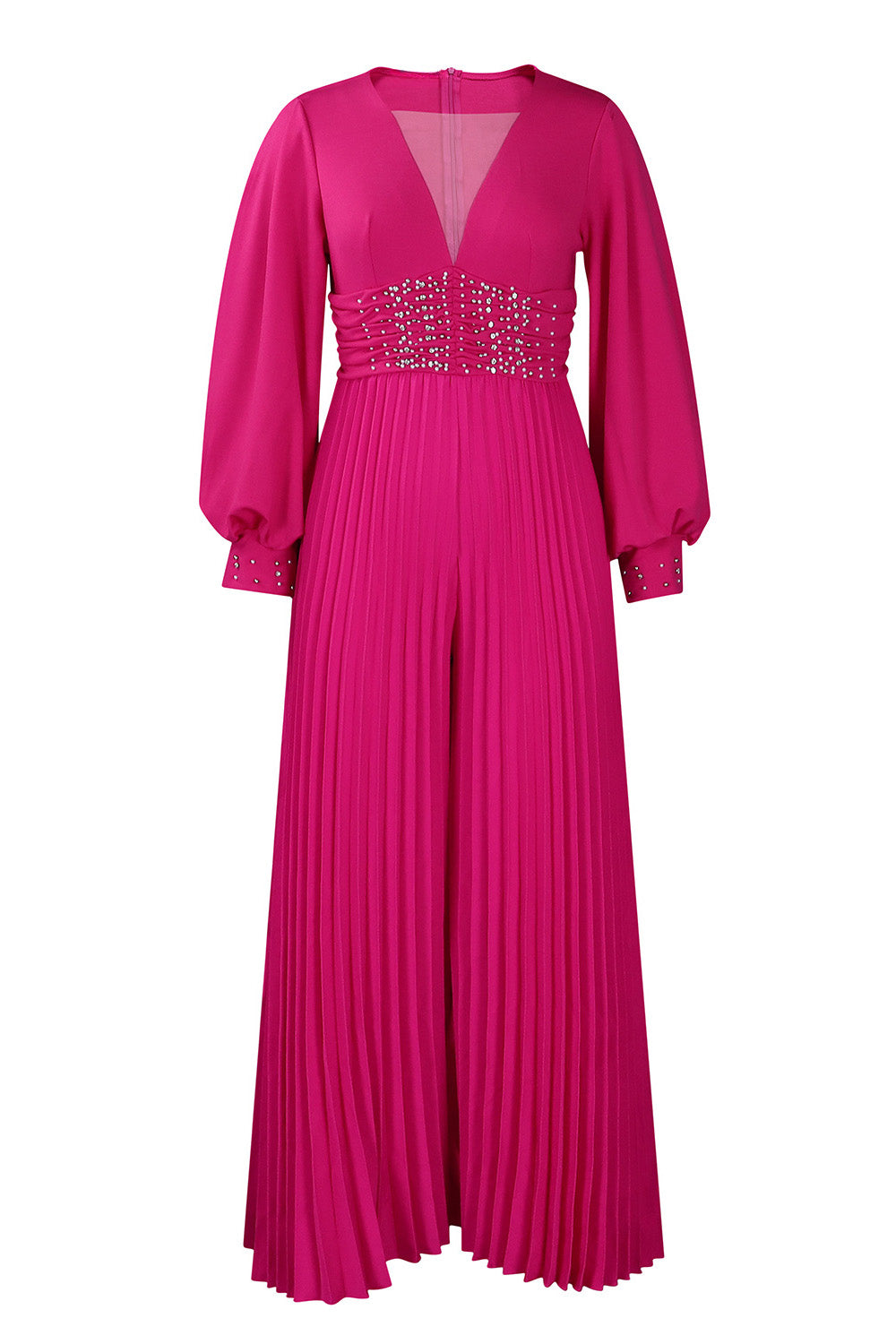 Plus Size Beaded Mesh Wide-Leg Jumpsuit