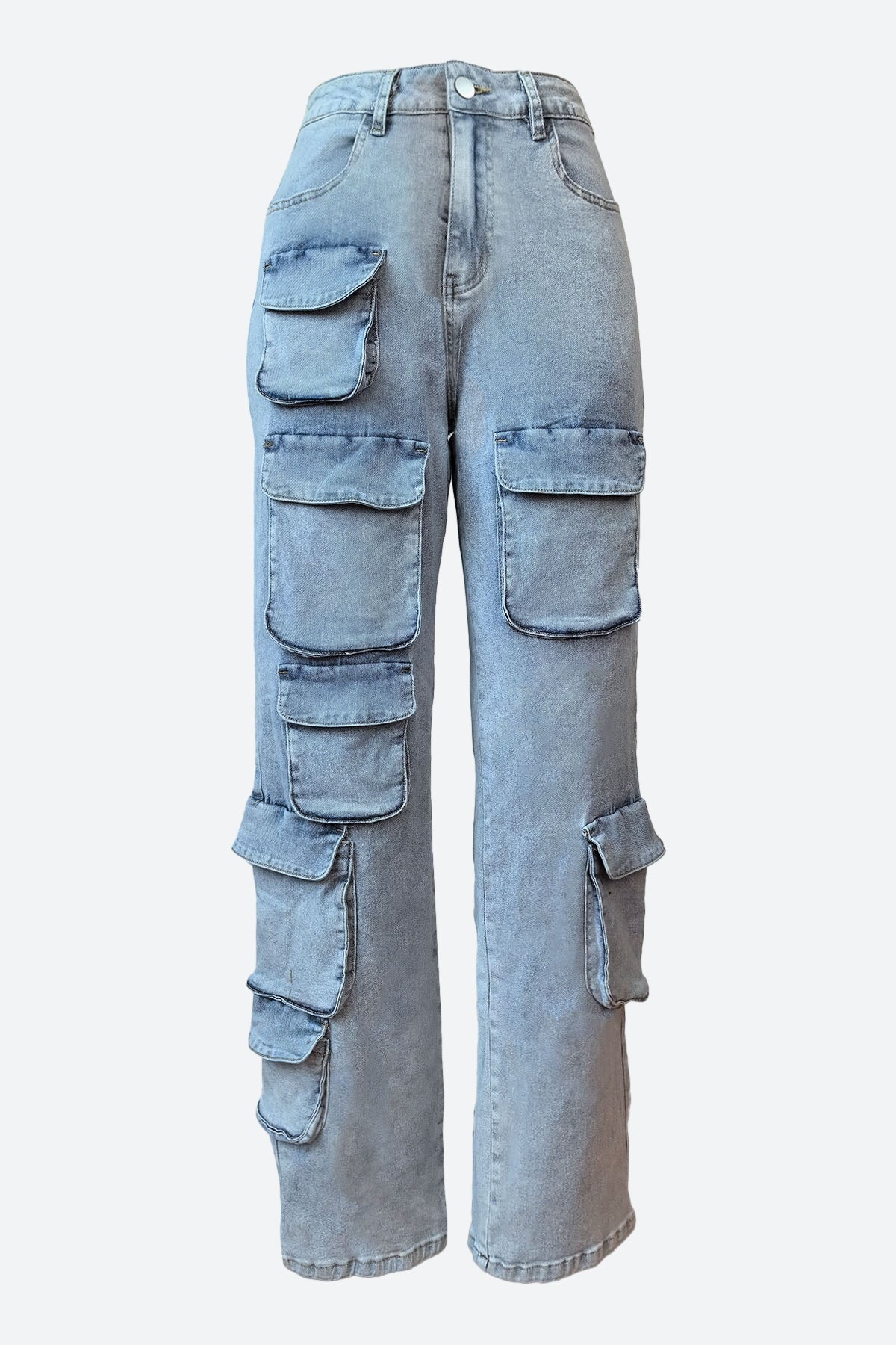 Multi-pocket Straight Washable Cargo Jeans